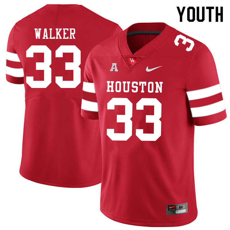 Youth #33 Cash Walker Houston Cougars College Football Jerseys Sale-Red - Click Image to Close